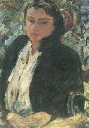 Lovis Corinth Portrat Charlotte Corinth in gruner Samtjacke Spain oil painting artist